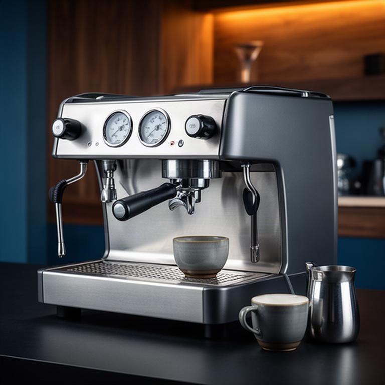 ECM Synchronika Dualboiler-Maschine mit zwei Manometern in einer modernen Kaffeebar