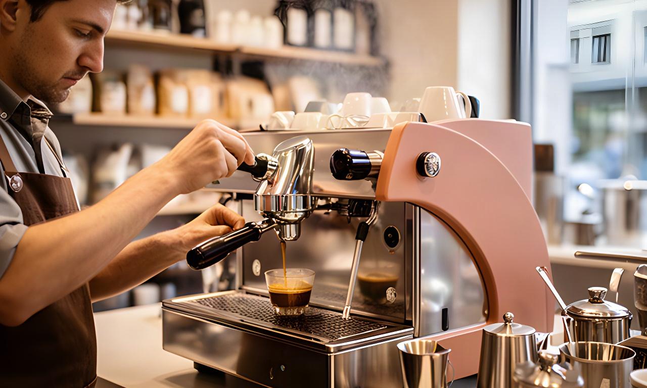 Barista bereitet Espresso an einer Siebträgermaschine in einem Zürcher Fachgeschäft zu